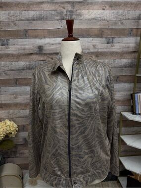 Chicos metallic animal print bomber 2